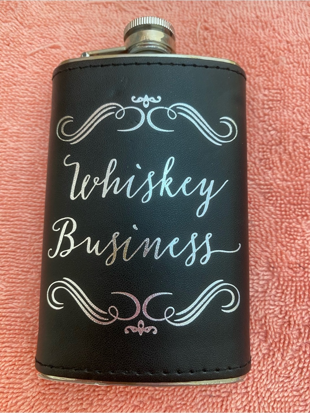 1-Black 'Whiskey Business' Stainless Flask